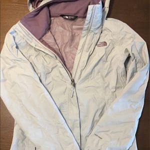 gray northface zip-up